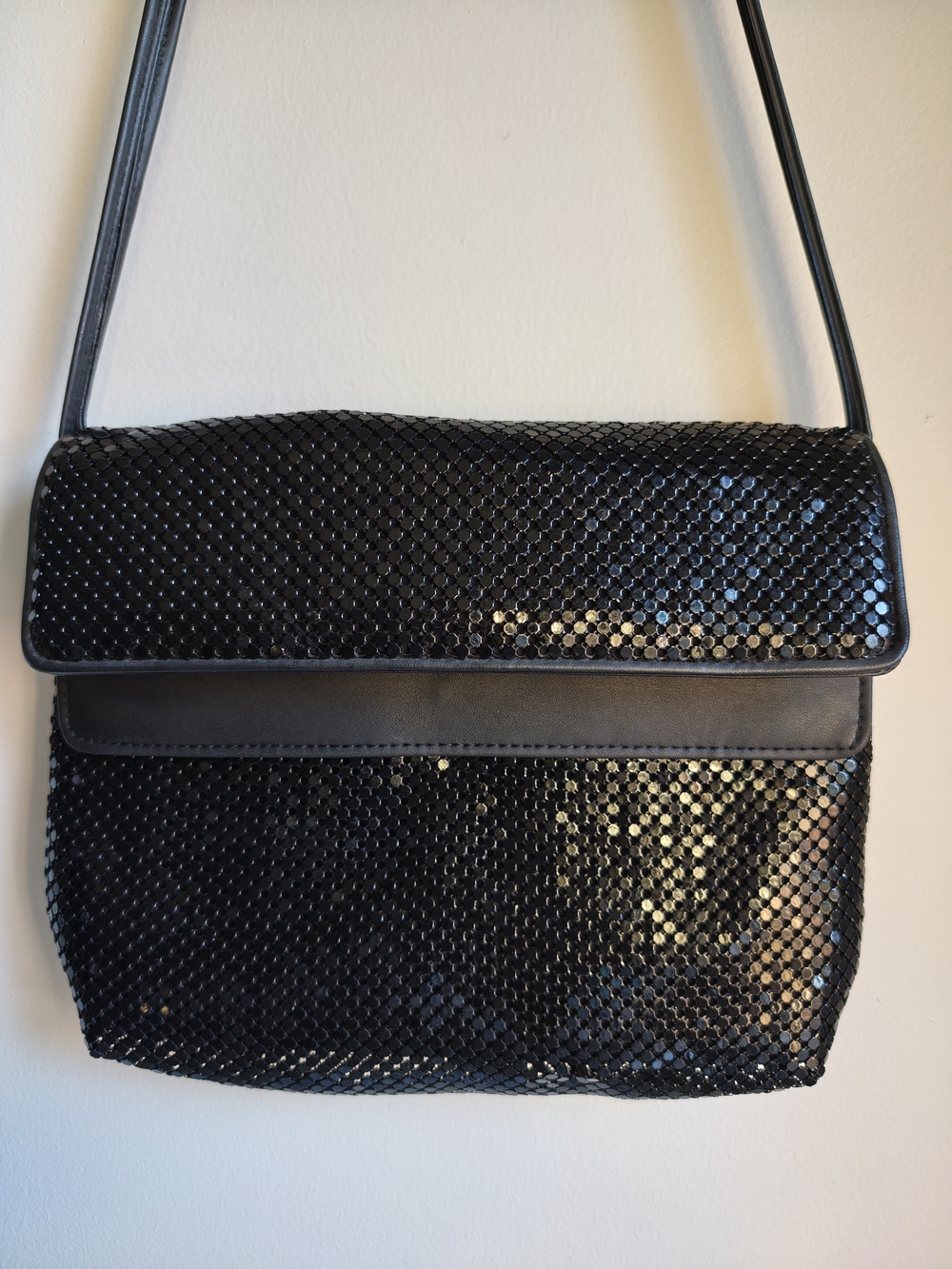 Whiting And Davis Vtg black Sequin Crossbody Bag